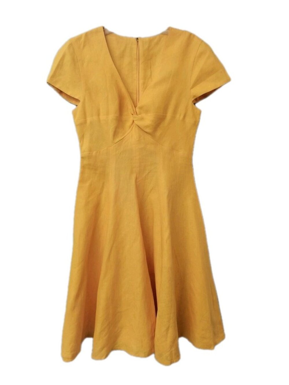 Mathilde J.Rondinaud Paris Summer Yellow Dress 100 % Linen Size 8-10 (40 france)